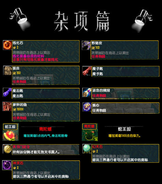魔兽争霸《金庸群侠传之武林浩荡》1.0正式版 物品大百科