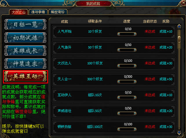 大汉无双——成就系统