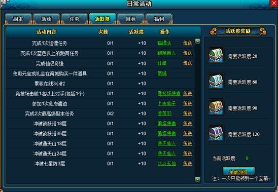 梦幻修仙活跃度